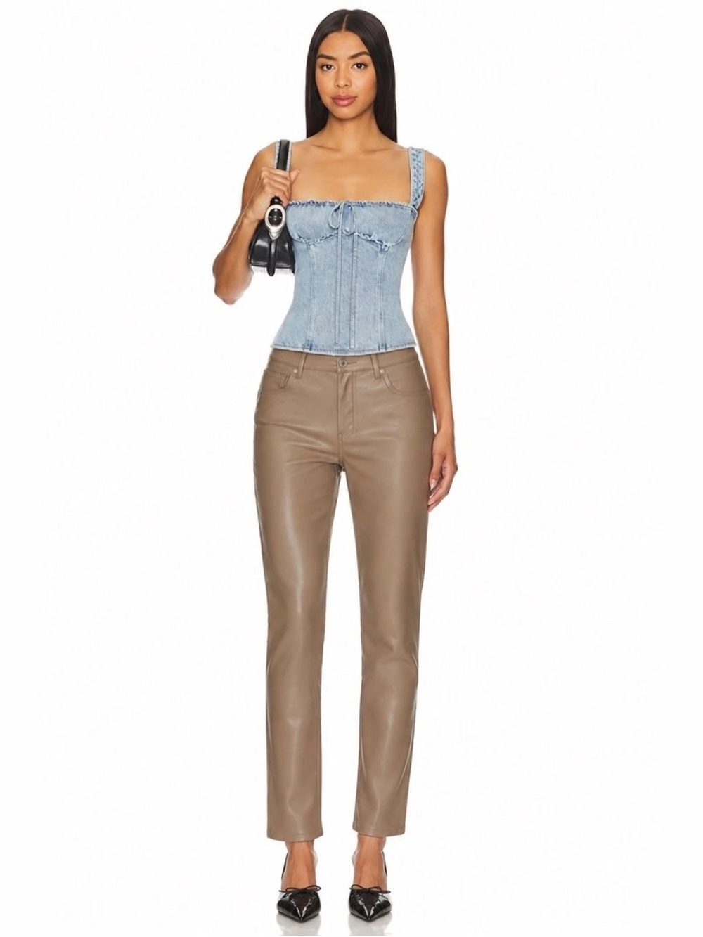 Aritzia Wilfred Vegan Leather Melina Taupe Pants  Size 12
